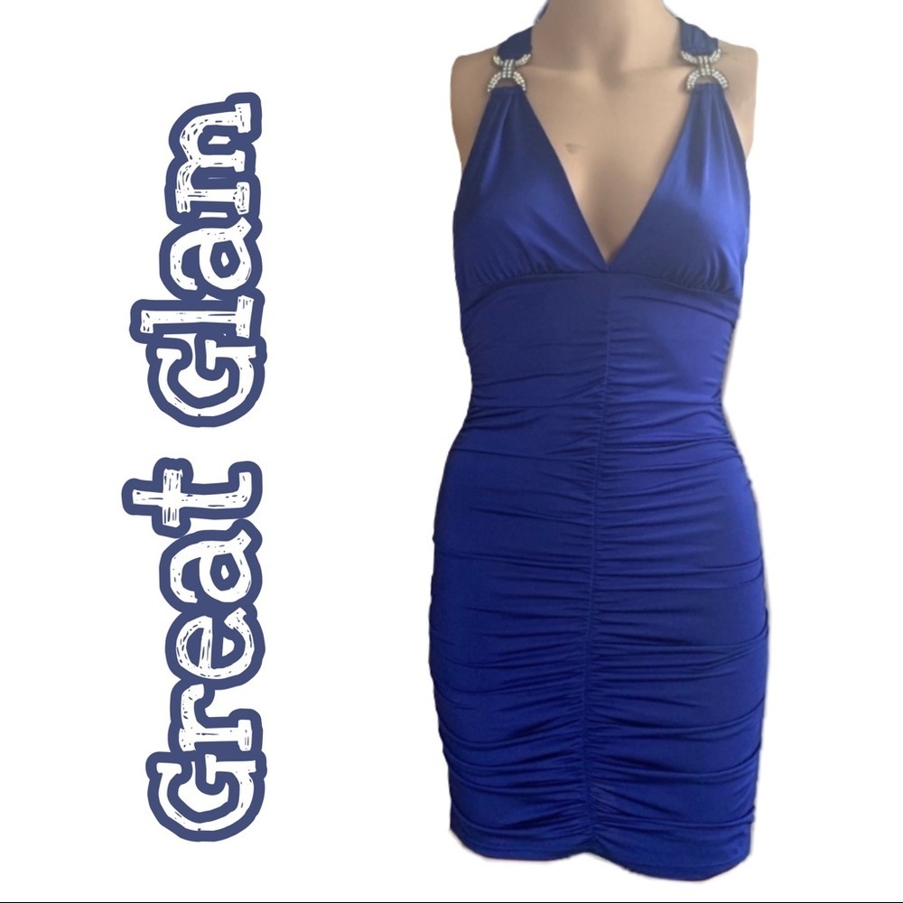 Sexy Royal Blue Ruched Clubbing Dress